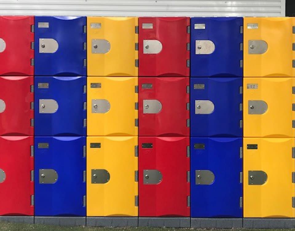 Three Door Red Blue Yellow Locker - Premier Lockers