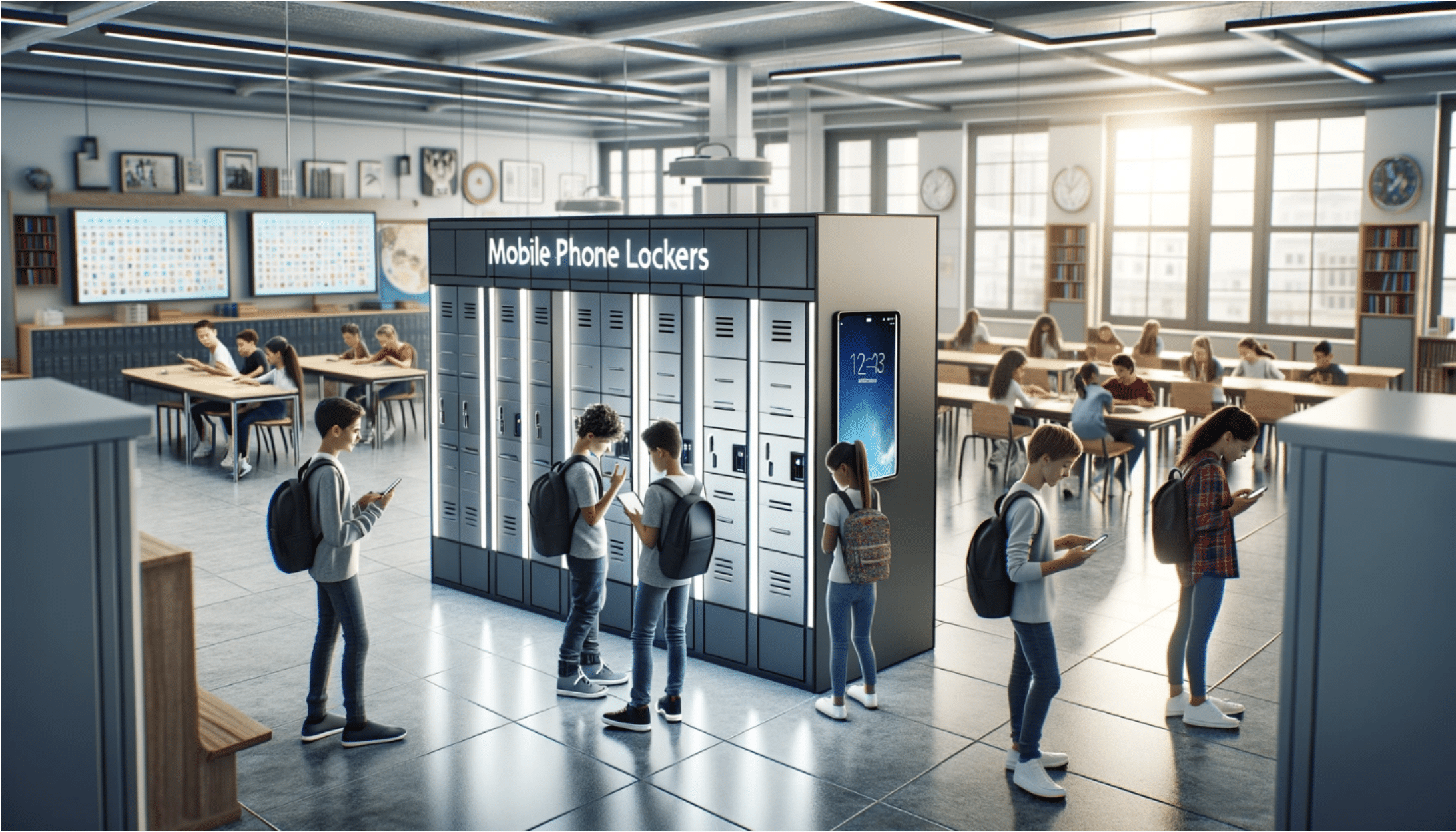 Group of mobile phone lockers